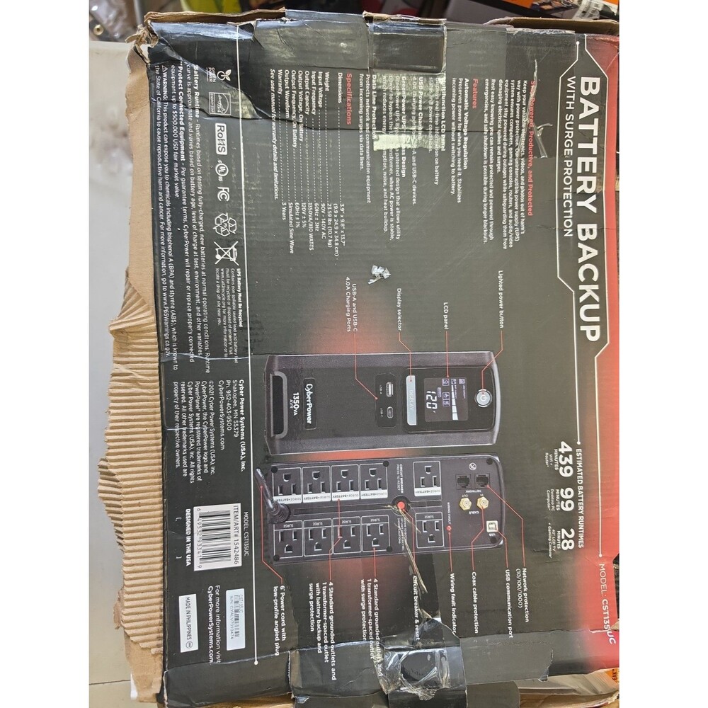 CyberPower CST135UC 1350VA 810W - Battery Backup